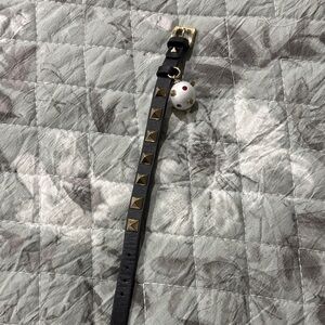 Valentino Black Leather Bracelet with Gold Studs  9 1/4 inch long